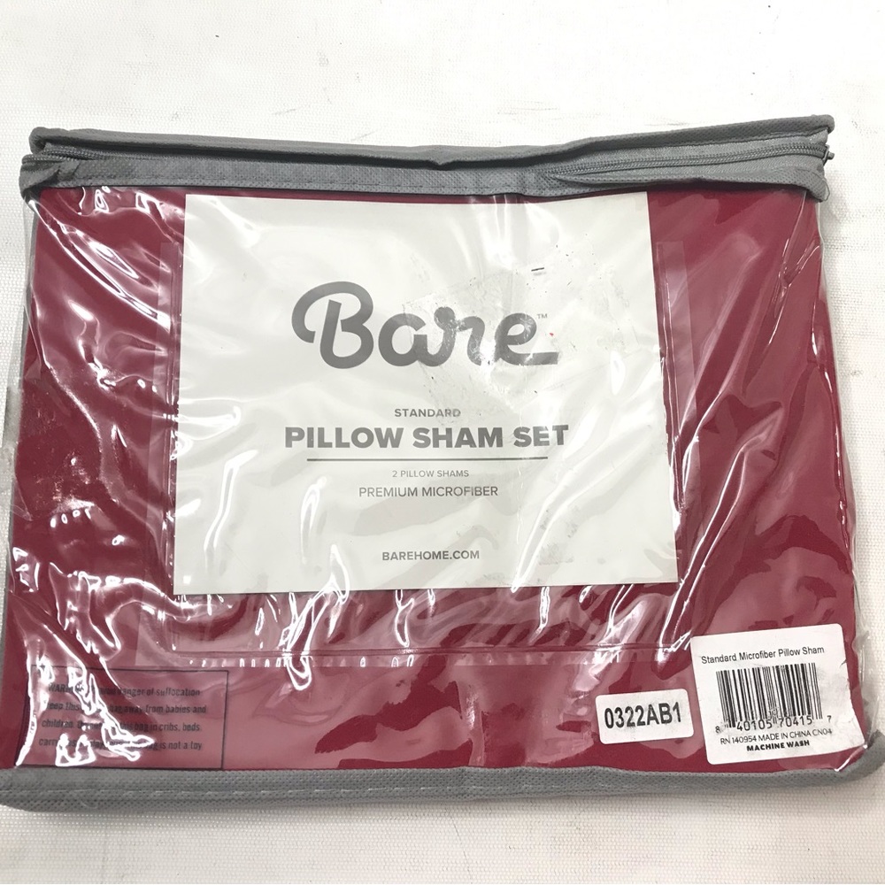 Bare Home Standard Pillow Shams Set of 2 Premium  Microfiber Standard Red New